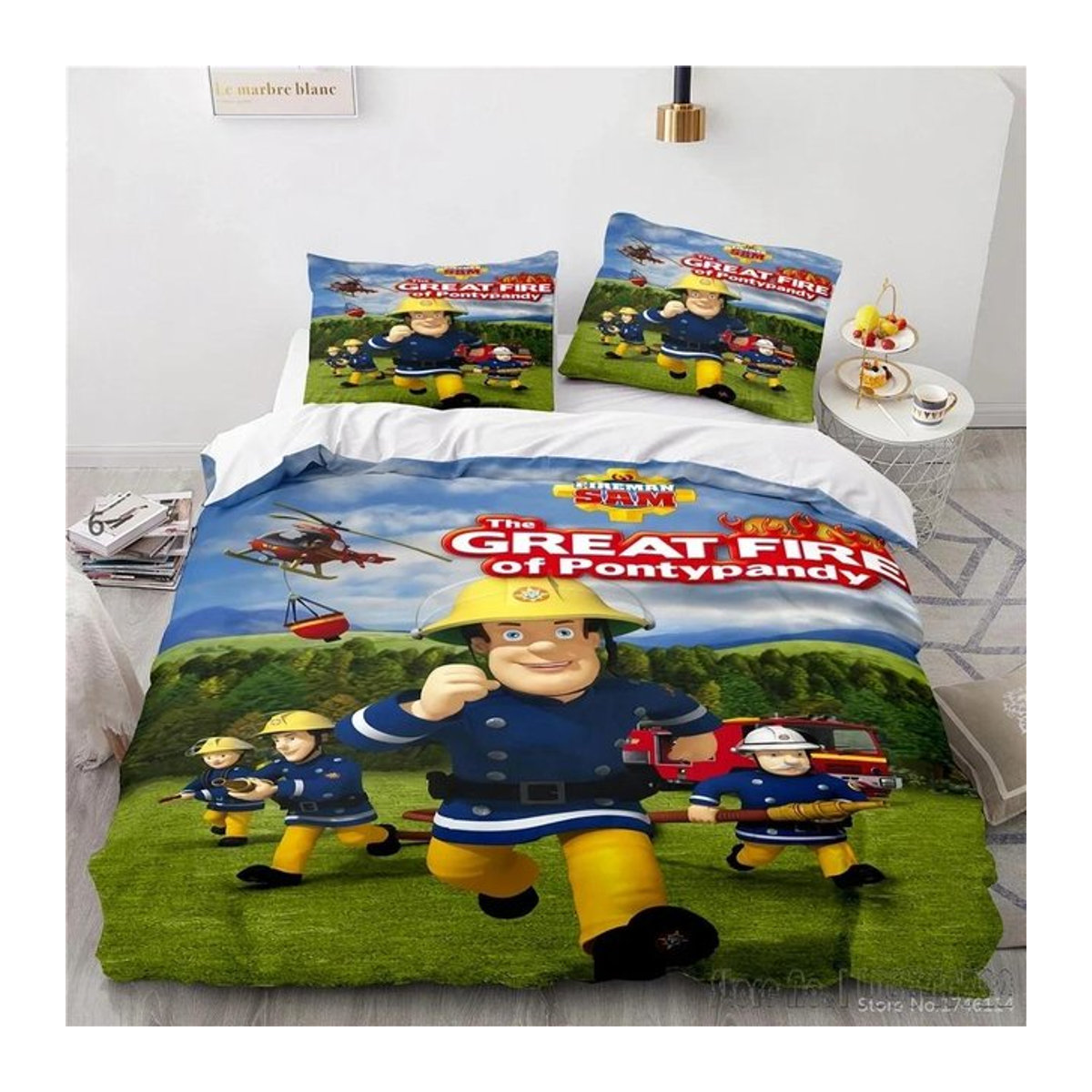 Feuerwehrmann Sam Bettwäsche Set für Kinder mit Deckenbezug und Kissenbezügen B/B: 210 x 210 cm - Bild 1