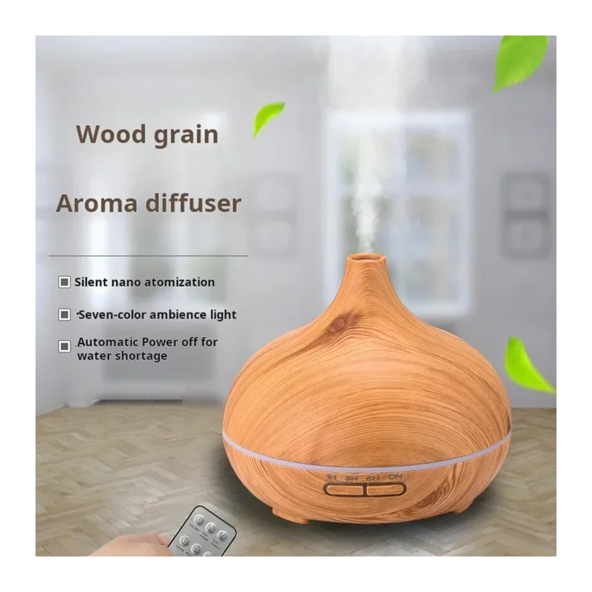 FGFW Ätherisches Öl Diffusor mit Holzmaserung in Braun für Aromatherapie - Bild 1