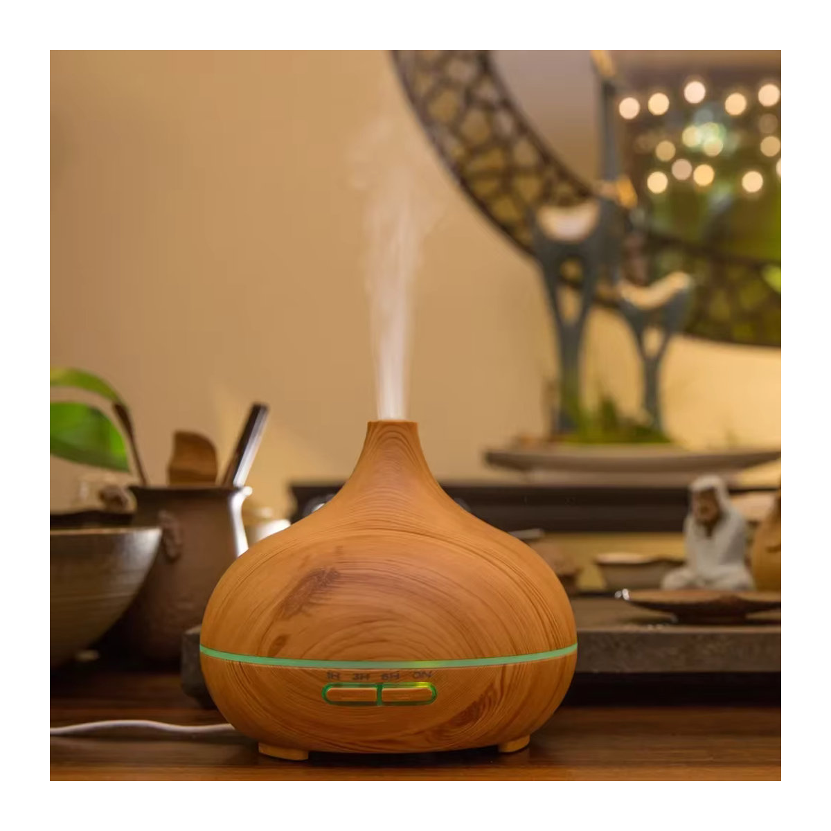 FGFW Ätherisches Öl Diffusor mit Holzmaserung in Braun für Aromatherapie - Bild 2