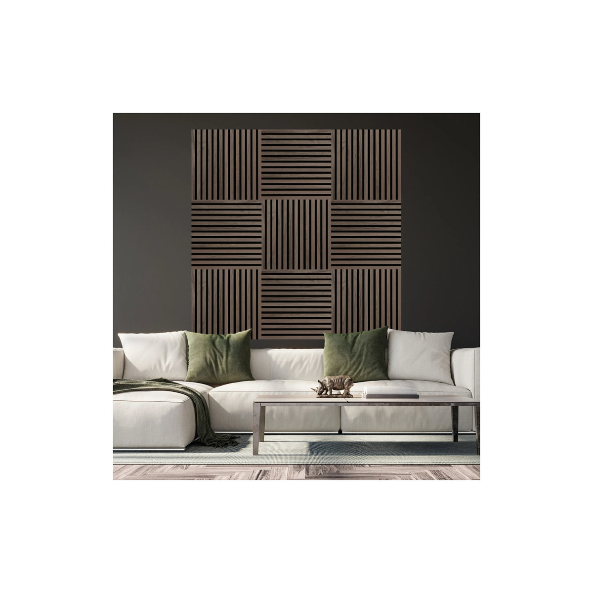 FIBROTECH® Square Akustikpaneele FSC zertifiziert, 2 Stück, Farbe: Walnut/Braun, B/T/H: 52 x 52 x 2,2 cm - Bild 2
