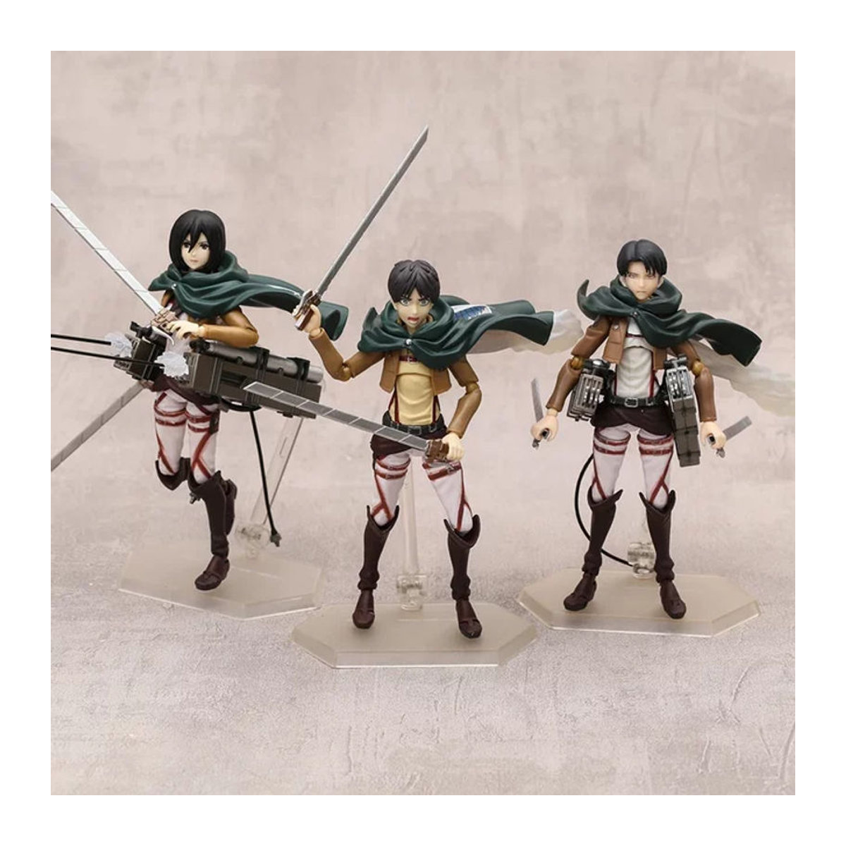 Figma Attack on Titan Figuren Set mit Eren Jaeger, Mikasa Ackerman und Levi aus Kunststoff, mehrfarbig - Bild 1