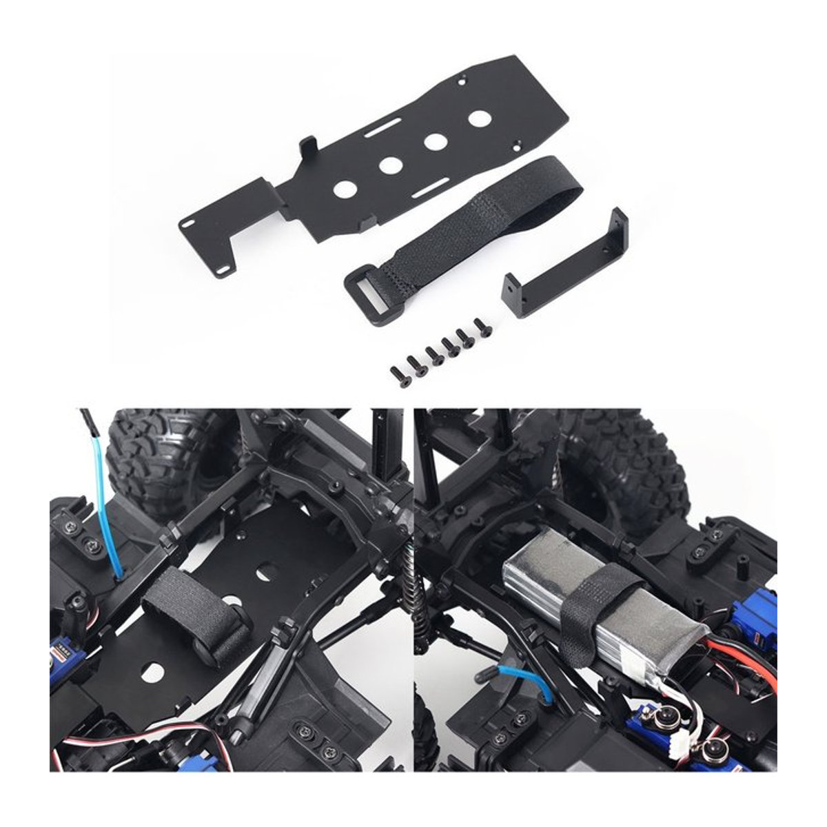 Fimonda Metall Batterie Montage Platte für TRX4 1/10 RC Crawler Auto, Schwarz, Rechteckig - Bild 1