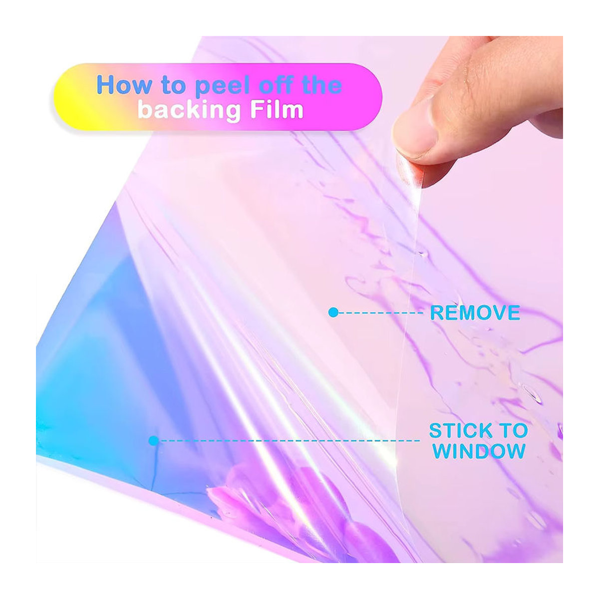 Findohope Holografische Fensterfolie selbstklebend, schillerndes dichroitisches Vinyl in Transparent und Mehrfarbig für deine DIY-Heimdekoration - Bild 2