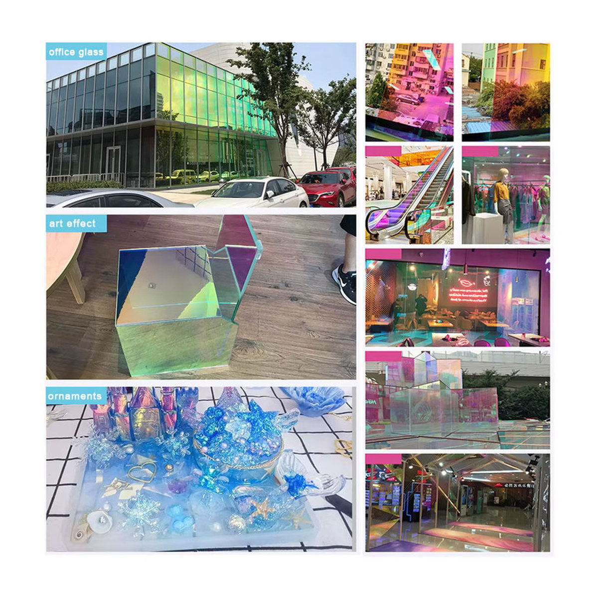 Findohope Holografische Fensterfolie selbstklebend, schillerndes dichroitisches Vinyl in Transparent und Mehrfarbig für deine DIY-Heimdekoration - Bild 3