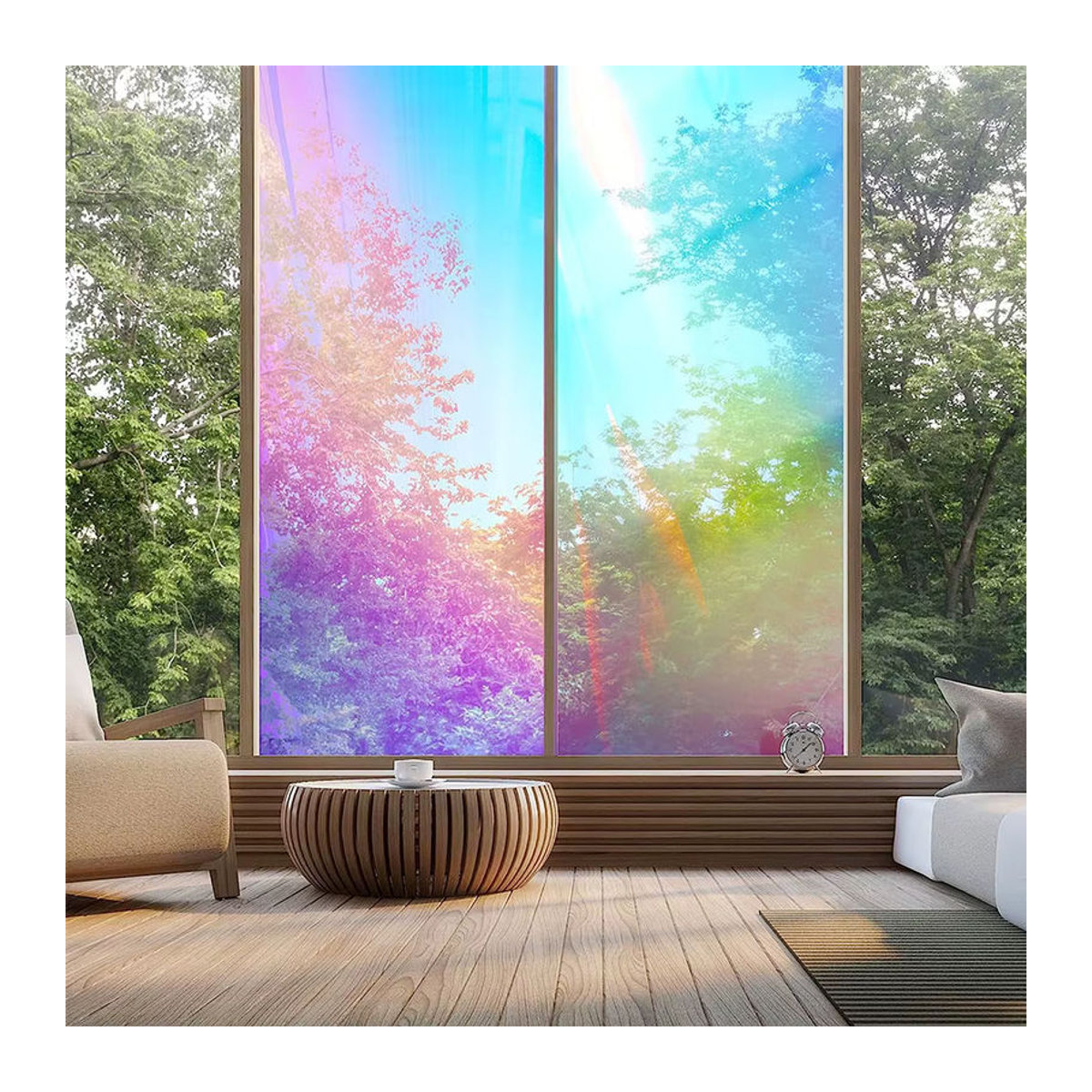 Findohope Holografische Fensterfolie selbstklebend, schillerndes dichroitisches Vinyl in Transparent und Mehrfarbig für deine DIY-Heimdekoration - Bild 4
