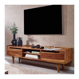Finebuy Lowboard TV Schrank aus Holz in Braun im Modern Retro Design B/T/H: 145 x 43 x 35 cm