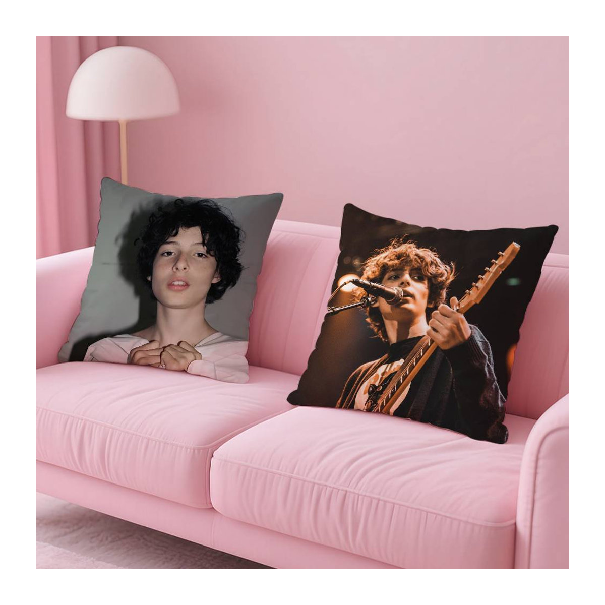 Finn Wolfhard Kissenbezug mit bedrucktem Muster für Sofa und Schlafzimmer, Peach Skin Material, B/B/H: 18 x 18 x 18 cm - Bild 1