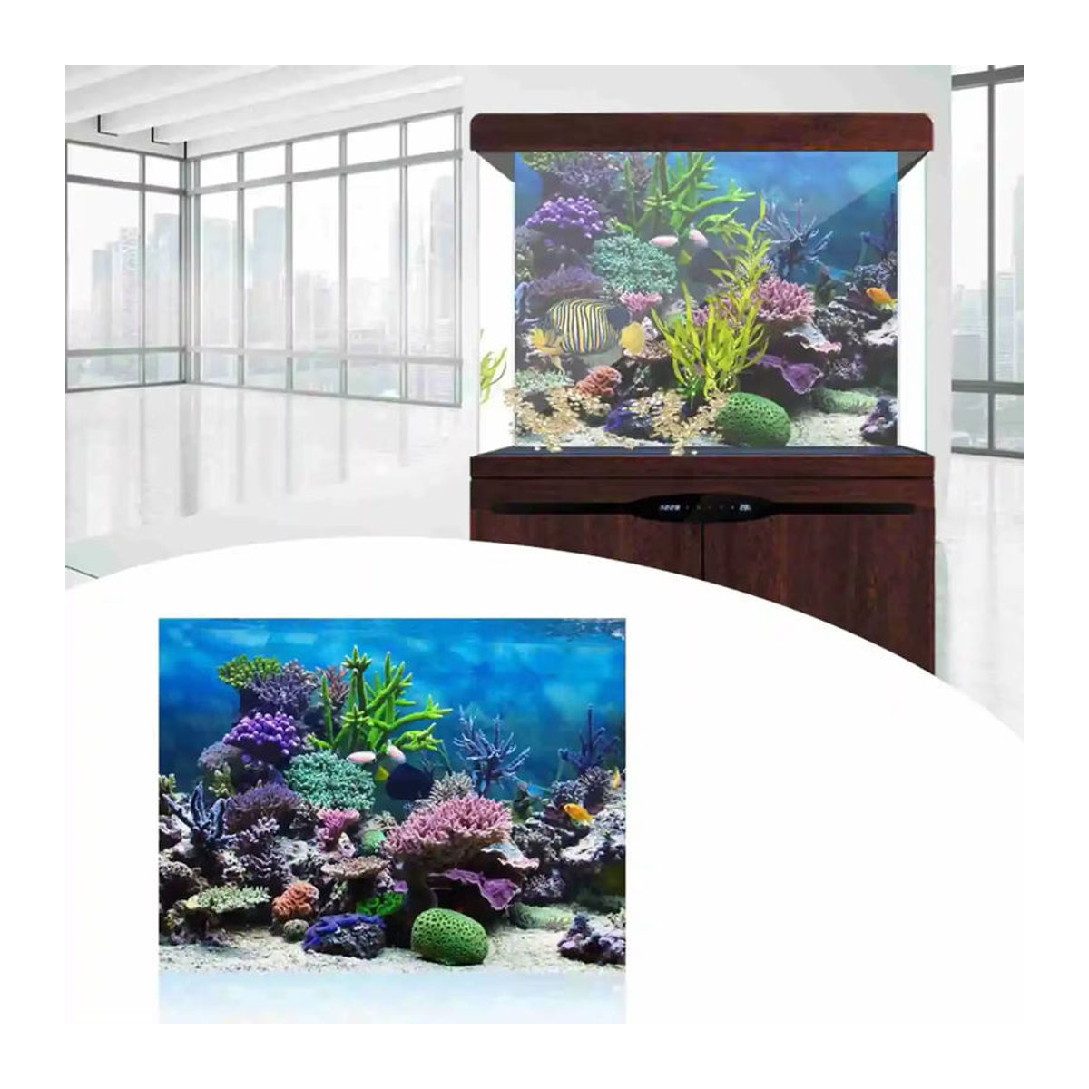 Firlar 3D Aquarium Hintergrund Regenwald Tapete aus PVC, selbstklebender HD Aufkleber in Mehrfarbig und Rot, rechteckig - Bild 2