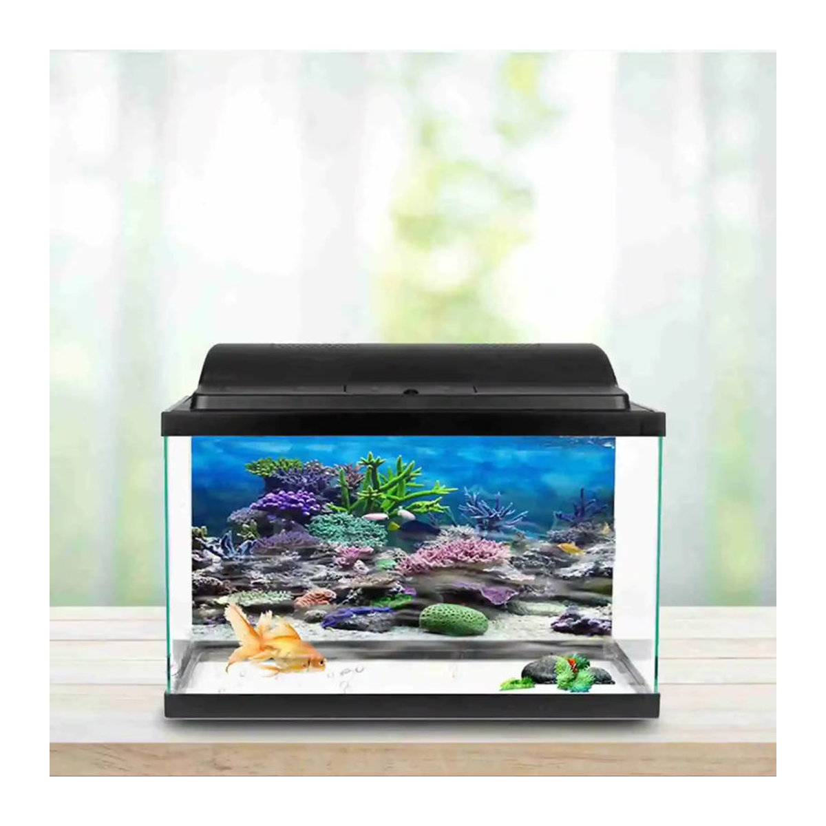 Firlar 3D Aquarium Hintergrund Regenwald Tapete aus PVC, selbstklebender HD Aufkleber in Mehrfarbig und Rot, rechteckig - Bild 3