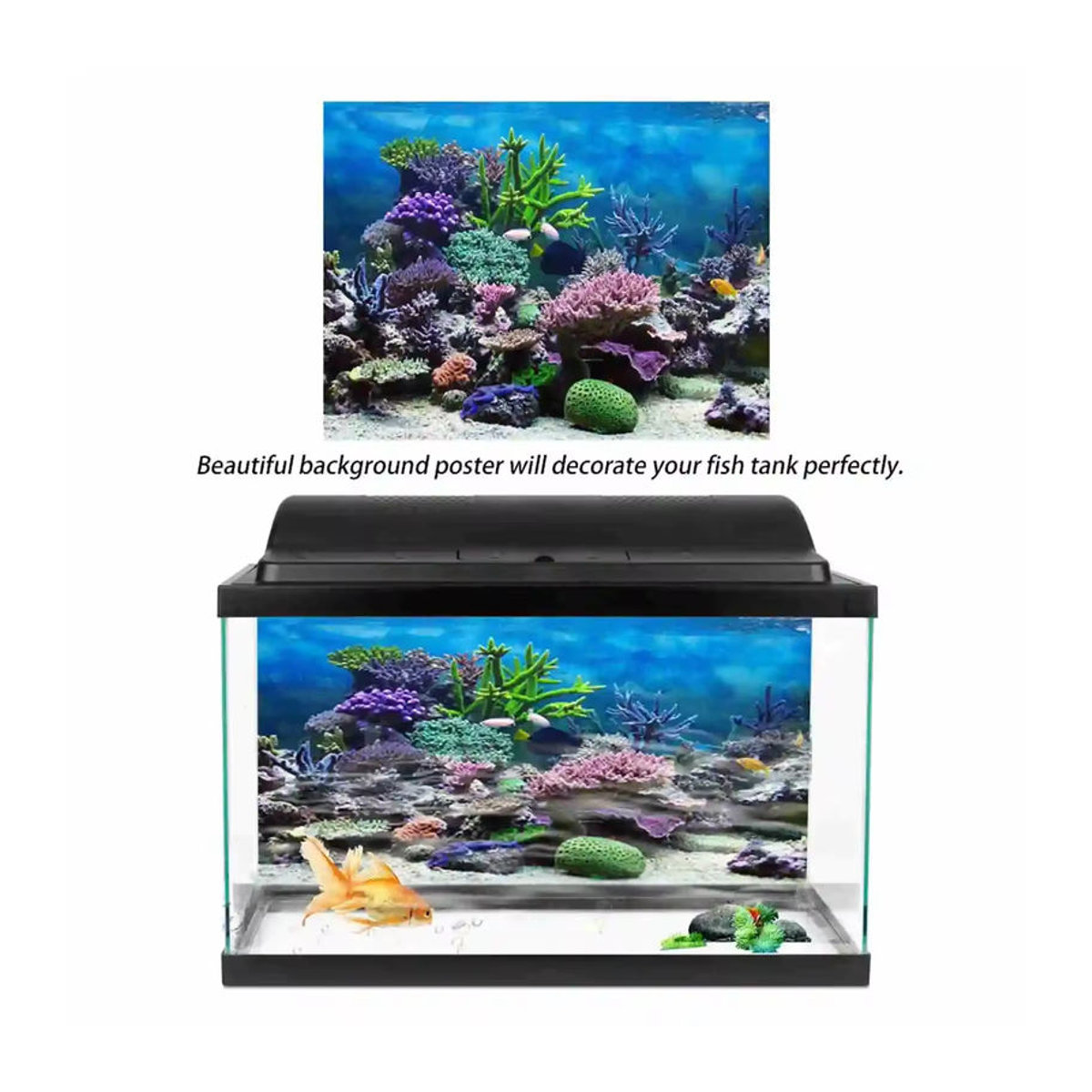 Firlar 3D Aquarium Hintergrund Regenwald Tapete aus PVC, selbstklebender HD Aufkleber in Mehrfarbig und Rot, rechteckig - Bild 4