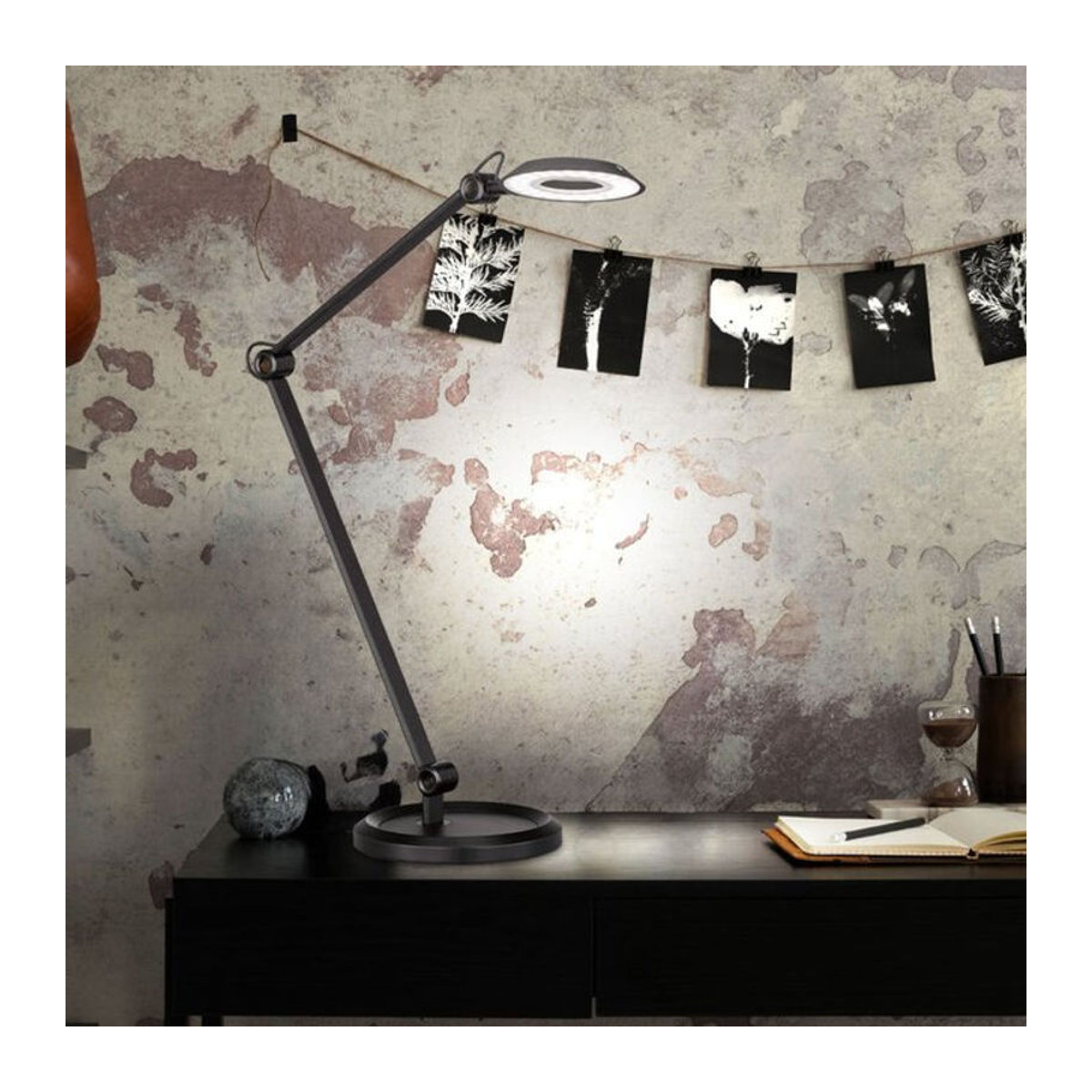 Fischer Leuchten LED Tischleuchte aus Aluminium in Schwarz, modern und dimmbar, warmweiß, 7,5W, 850 Lm, B/T/H: 60 x 20 x 65 cm - Bild 1