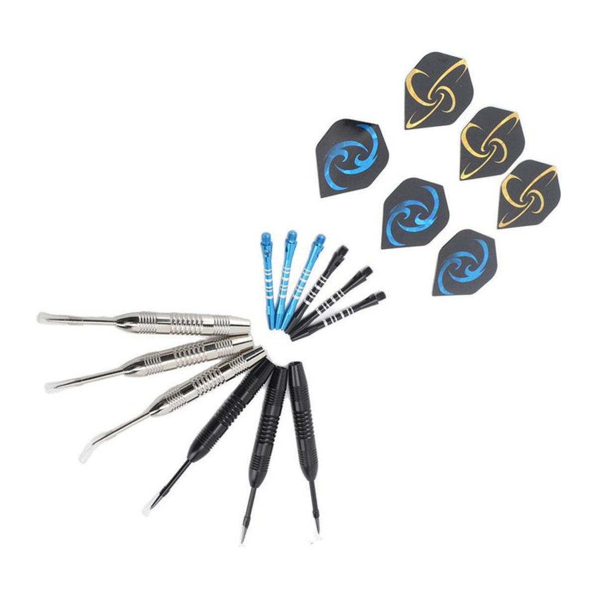 Fishine Professionelles Dartset mit geriffeltem Design und Stahlspitzen in Bunt - Bild 1