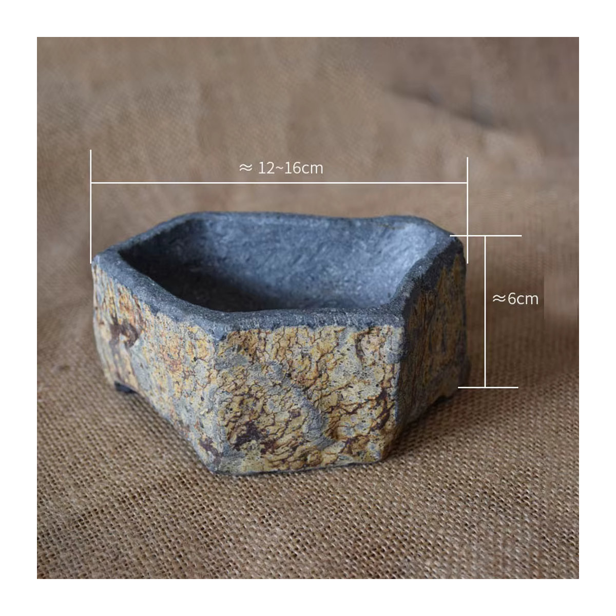 Fiteo Basalt Naturstein-Blumentopf handgefertigtes Sukkulenten-Pflanzgefäß für Innen- und Außenbereich - Bild 4