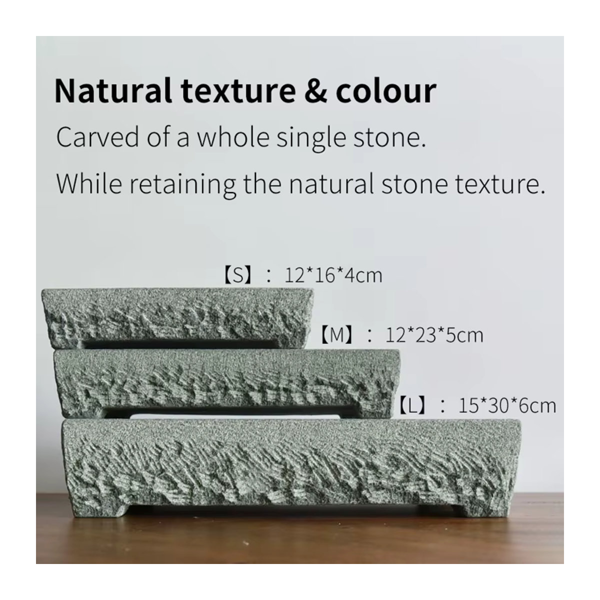 Fiteo Naturstein Blumentrog in Grau im Vintage-Design für Garten und Büro - Bild 5