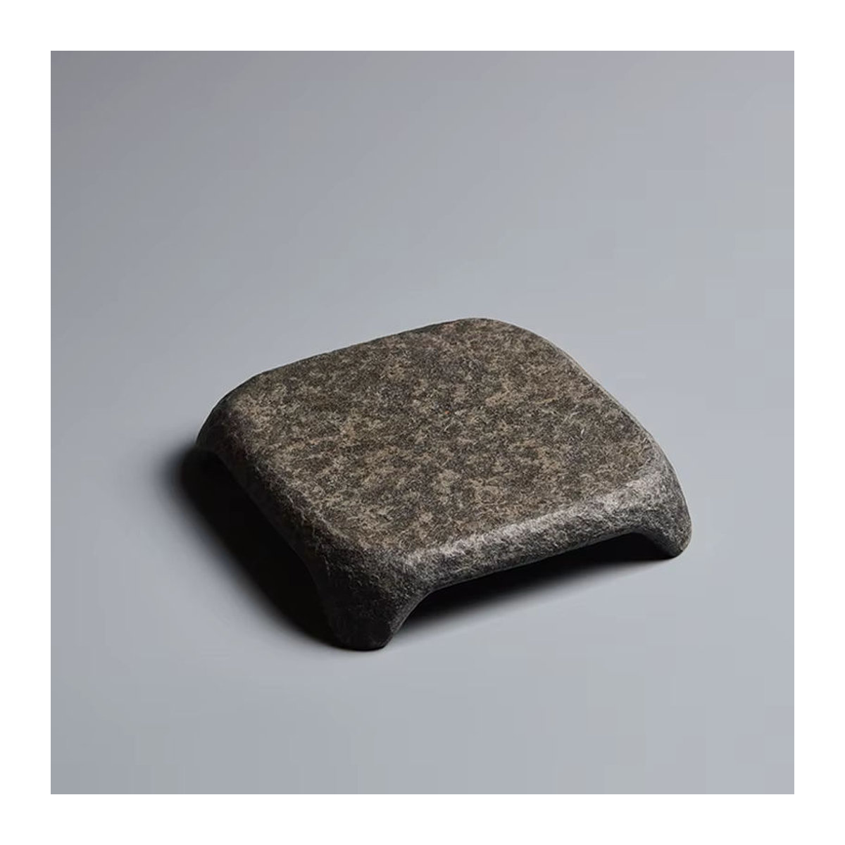 Fiteo Quadratisches Basalt-Teekannen-Tablett aus Naturstein in Schwarz und Grau, B/B: 15 x 15 cm - Bild 2
