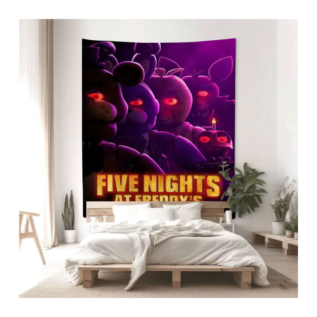 Five Nights at Freddy's Cartoon Wandteppich in Lila als dekorativer Textil-Wandbehang im Hochformat - Bild 4