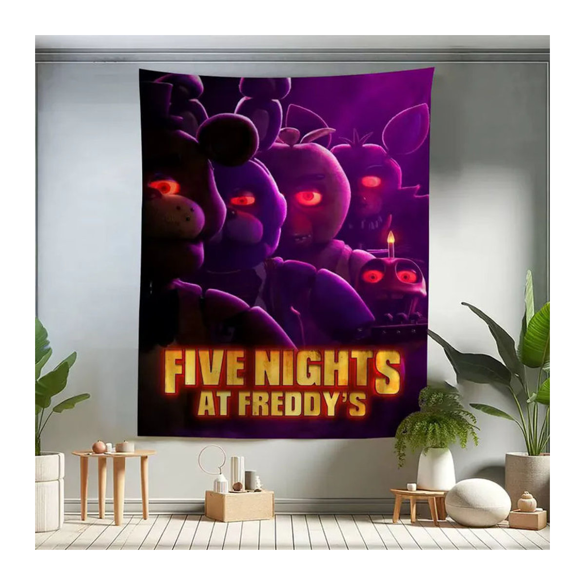 Five Nights at Freddy's Cartoon Wandteppich in Lila als dekorativer Textil-Wandbehang im Hochformat - Bild 5