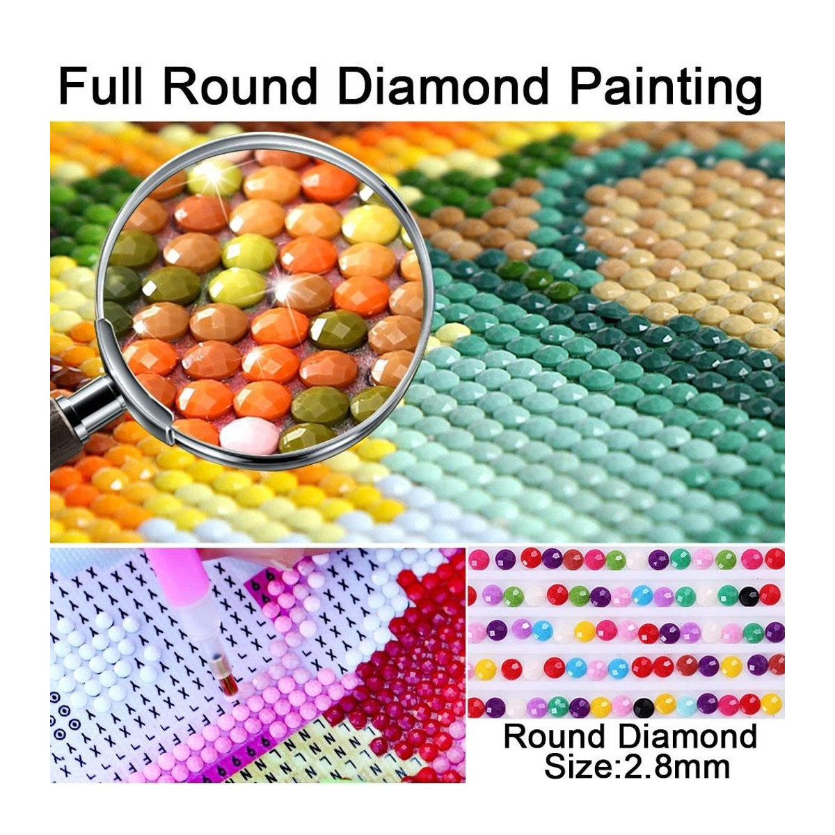 FIYO 5D Diamant-Malerei kleines Mädchen am Meer mit runden Strasssteinen B: 30 cm, H: 20 cm - Bild 3