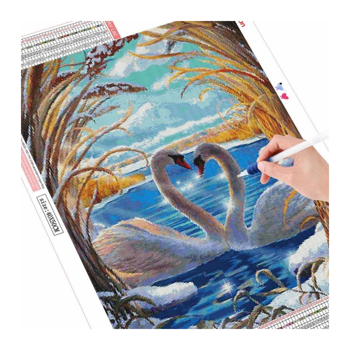 FIYO Diamond Painting Schwan Motiv als Diamantstickerei in Multicolor, B: 40 cm, H: 30 cm - Bild 1