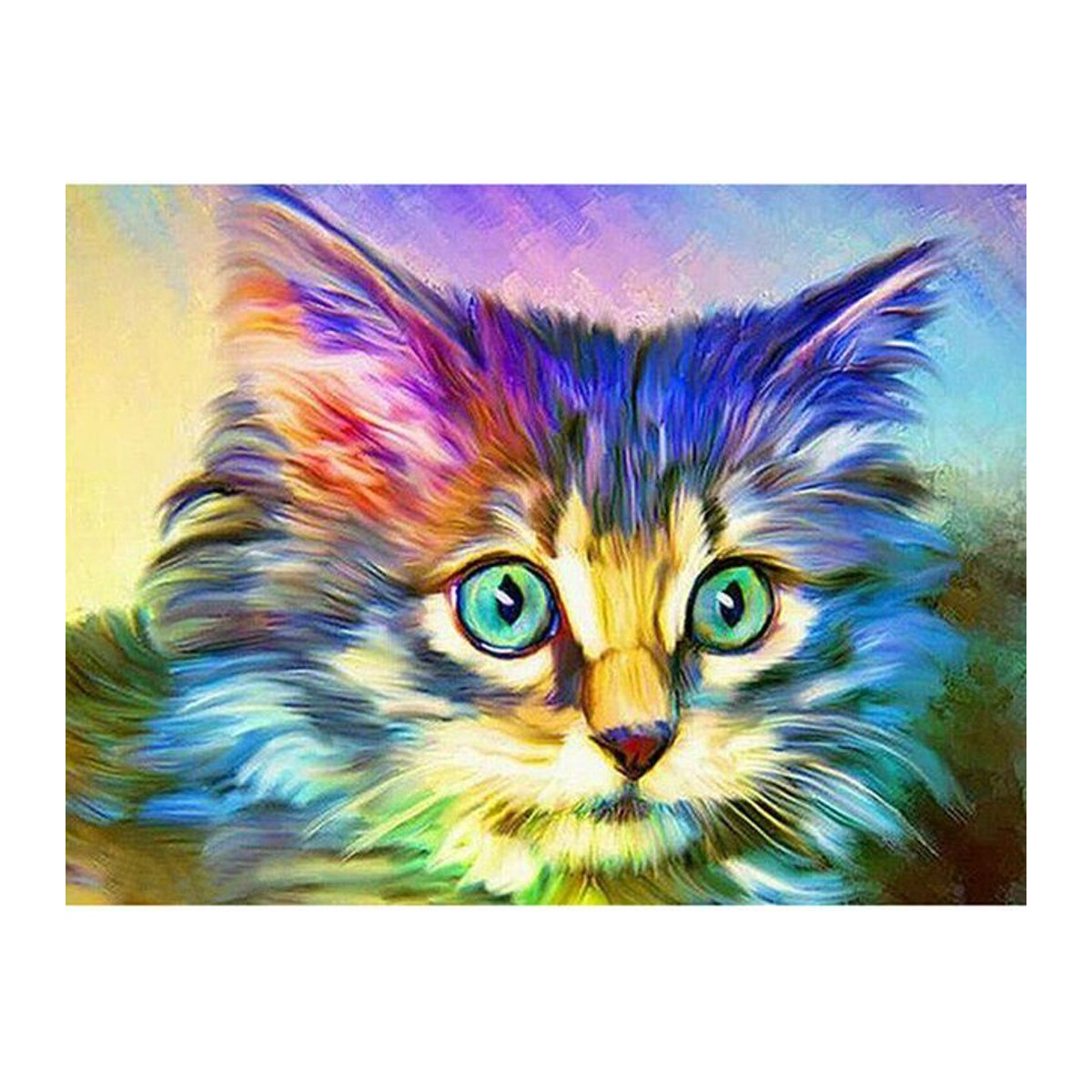 FIYO Diamond Painting Set bunte Katze als 5D Diamantgemälde zum Selbermachen, B/H: 20 x 30 cm - Bild 1