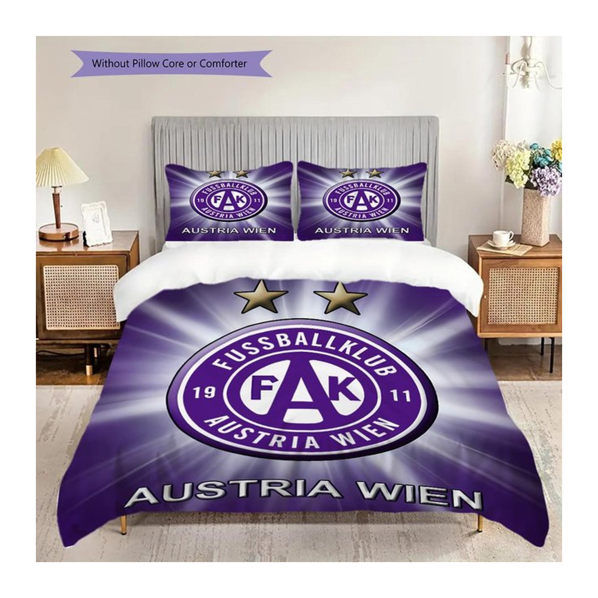 FK Austria Wien Bettwäsche Set mit Bettbezug und 2 Kissenbezügen von Manus Home, B/H: 240 x 220 cm - Bild 1