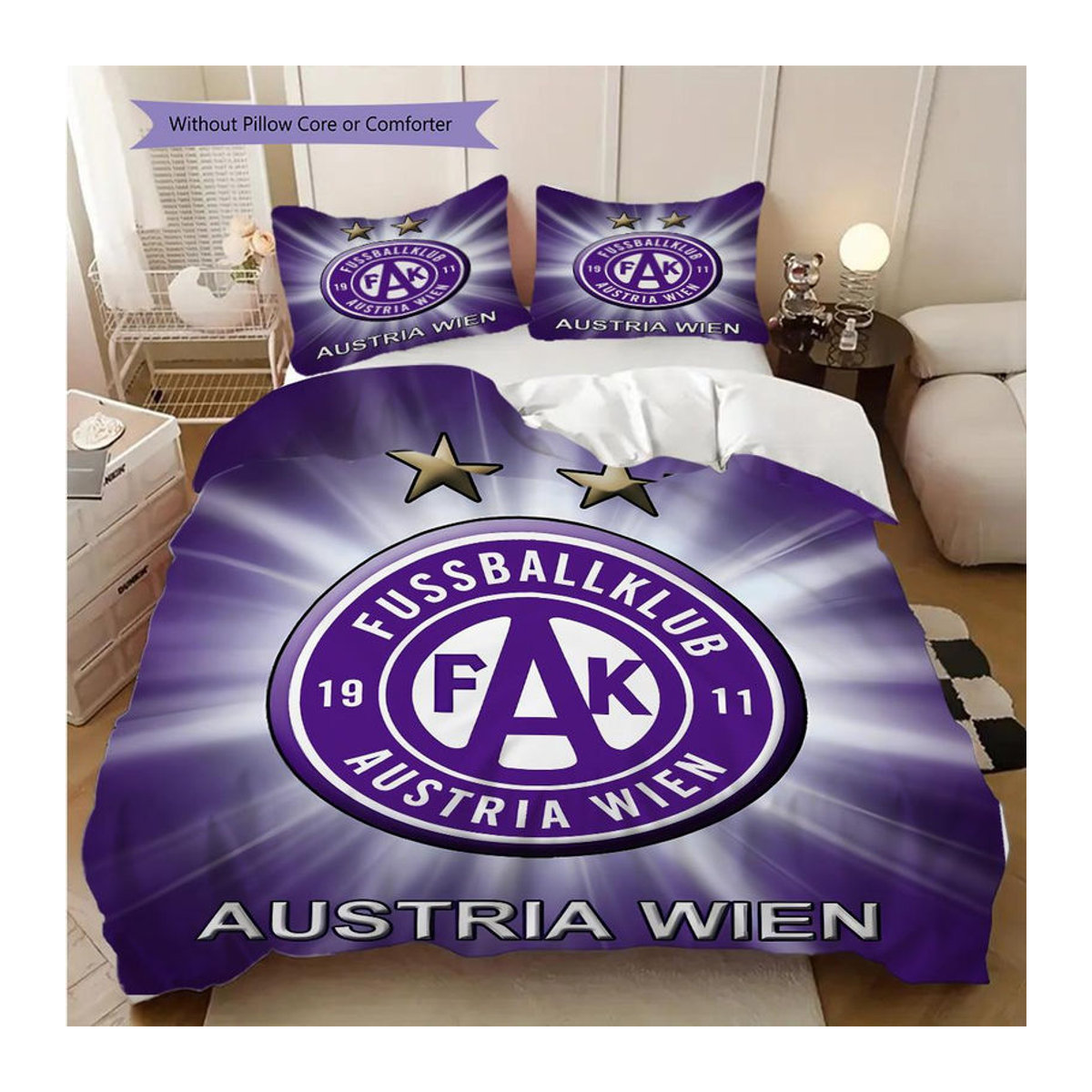 FK Austria Wien Bettwäsche Set mit Bettbezug und 2 Kissenbezügen von Manus Home, B/H: 240 x 220 cm - Bild 11
