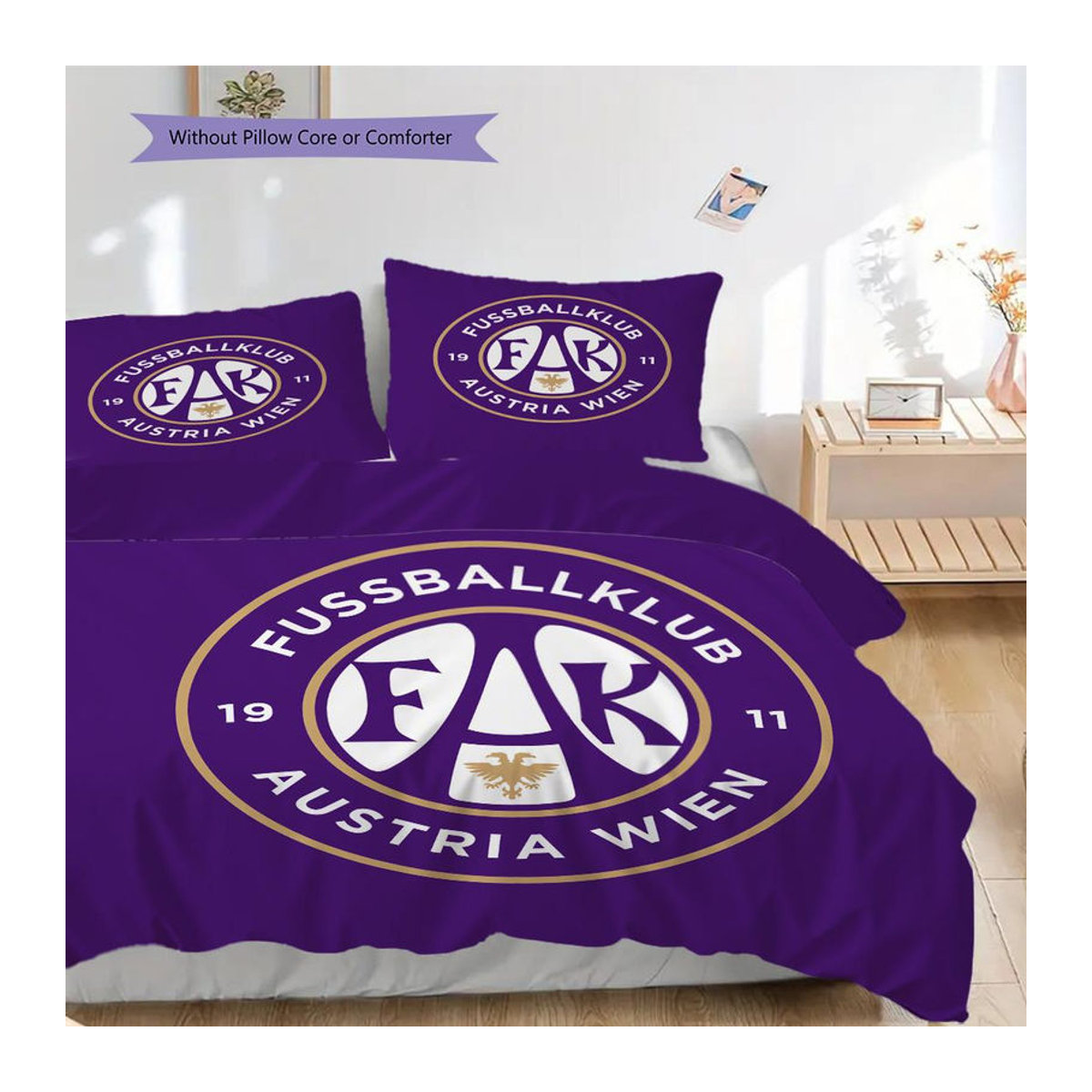 FK Austria Wien Bettwäsche Set mit Bettbezug und 2 Kissenbezügen von Manus Home, B/H: 240 x 220 cm - Bild 4