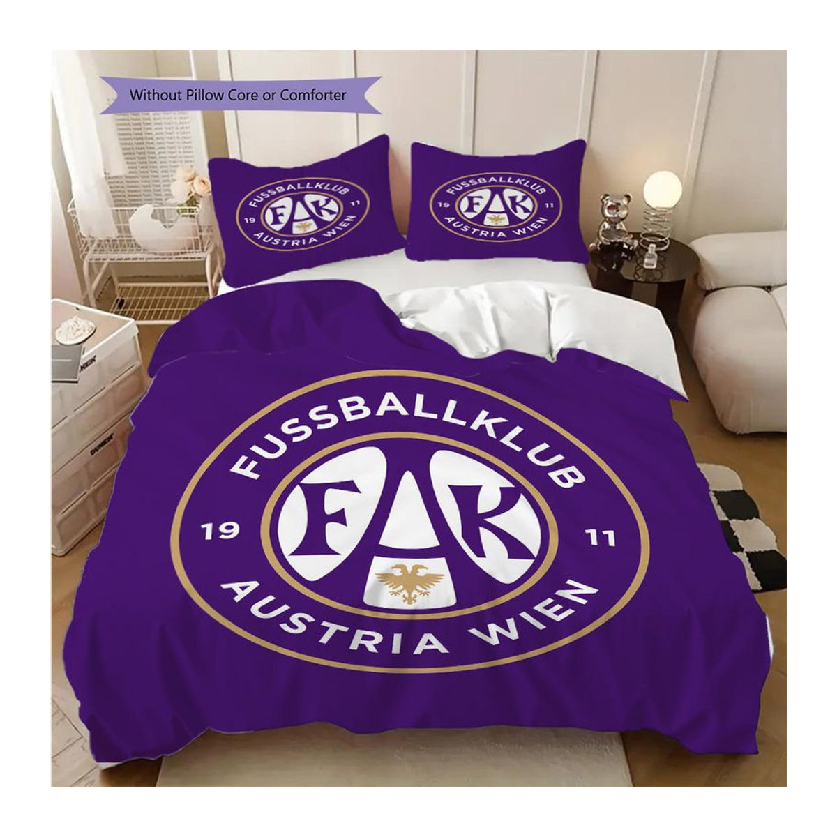 FK Austria Wien Bettwäsche Set mit Bettbezug und 2 Kissenbezügen von Manus Home, B/H: 240 x 220 cm - Bild 5