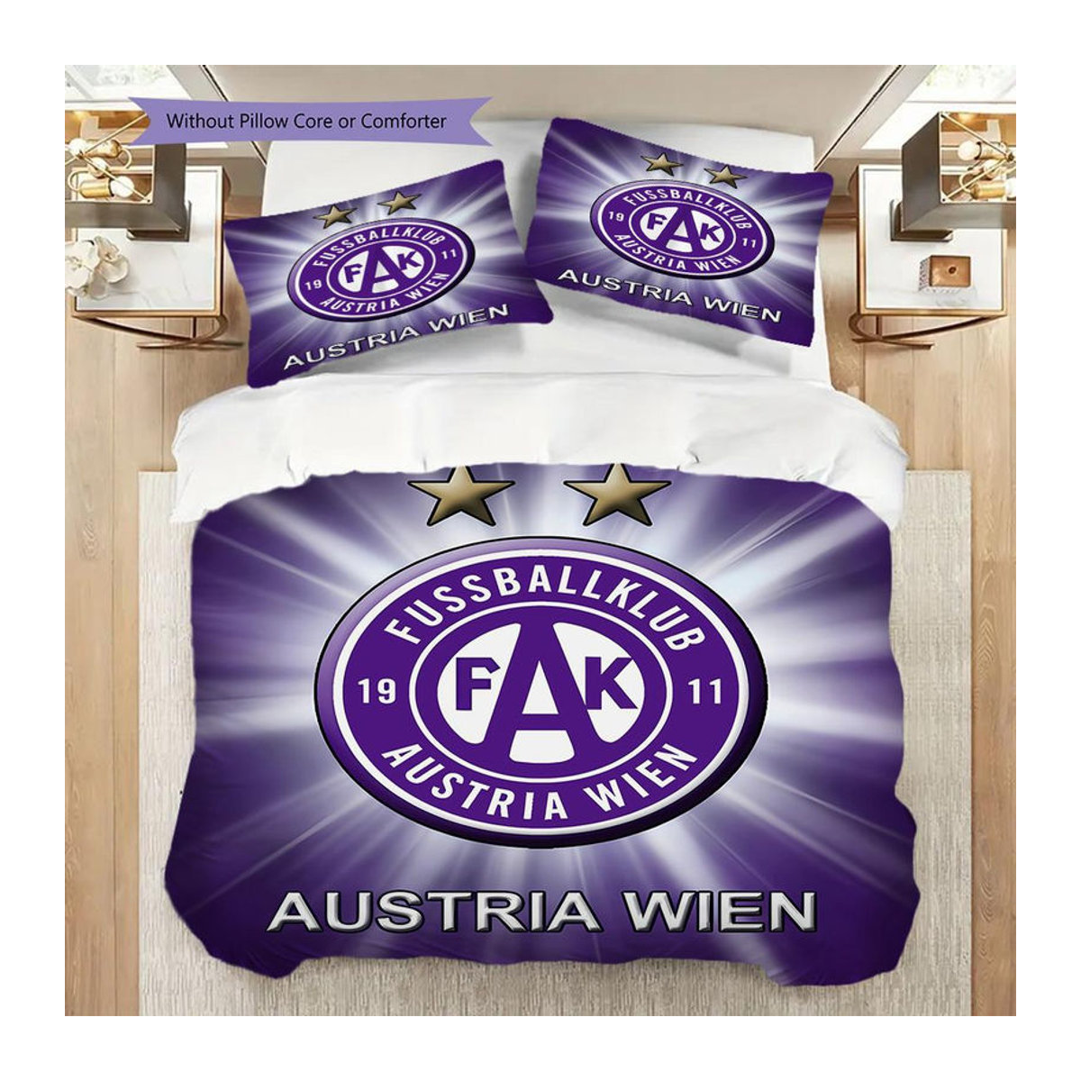 FK Austria Wien Bettwäsche Set mit Reißverschluss, 1 Bettbezug und 2 Kissenbezüge, B/H: 140 x 200 cm - Bild 12