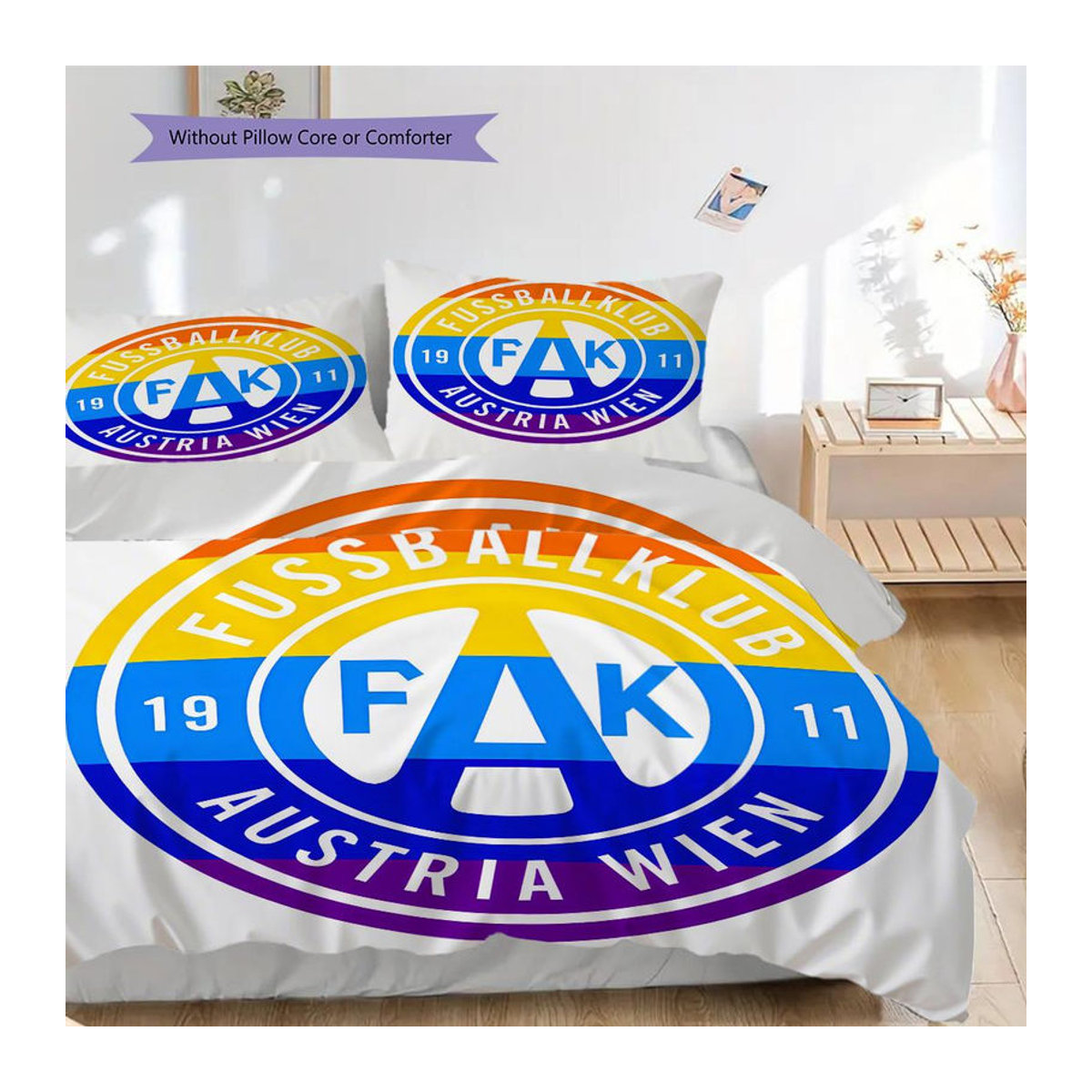 FK Austria Wien Bettwäsche Set mit Reißverschluss, 1 Bettbezug und 2 Kissenbezüge, B/H: 140 x 200 cm - Bild 3