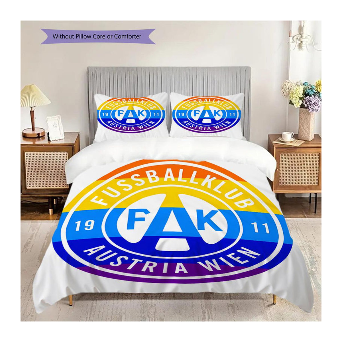 FK Austria Wien Bettwäsche Set mit Reißverschluss, 1 Bettbezug und 2 Kissenbezüge, B/H: 140 x 200 cm - Bild 5