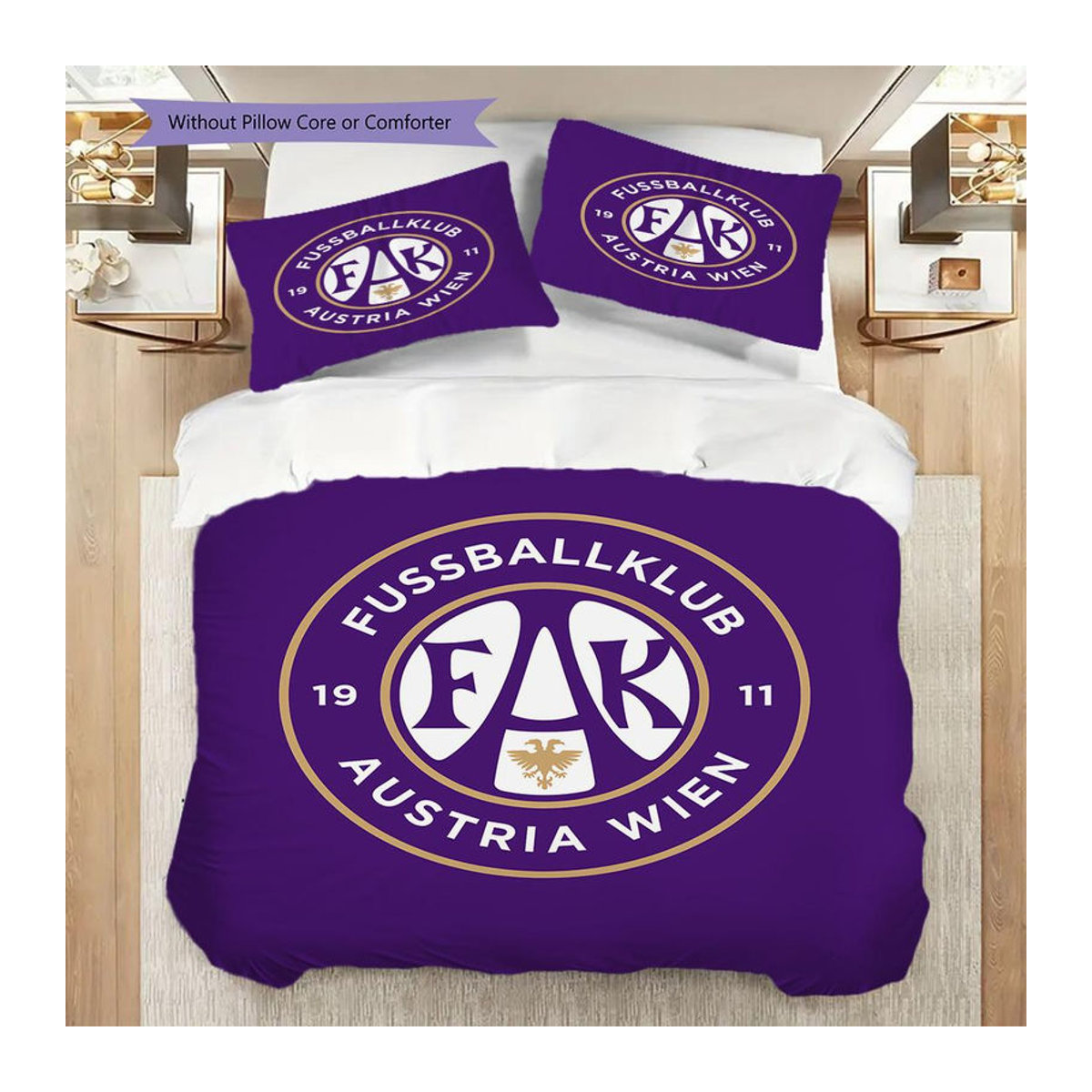 FK Austria Wien Bettwäsche Set mit Reißverschluss, 1 Bettbezug und 2 Kissenbezüge, B/H: 140 x 200 cm - Bild 7