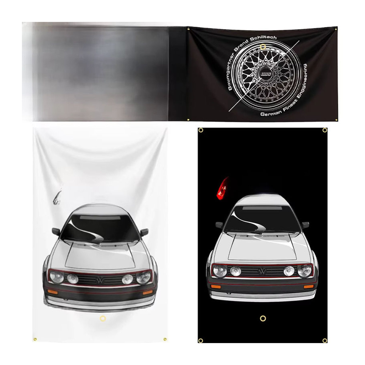 FLAGDOM Dekorationsbanner Auto Teile Design aus Polyester, mehrfarbig, B: 150 cm, H: 90 cm - Bild 2