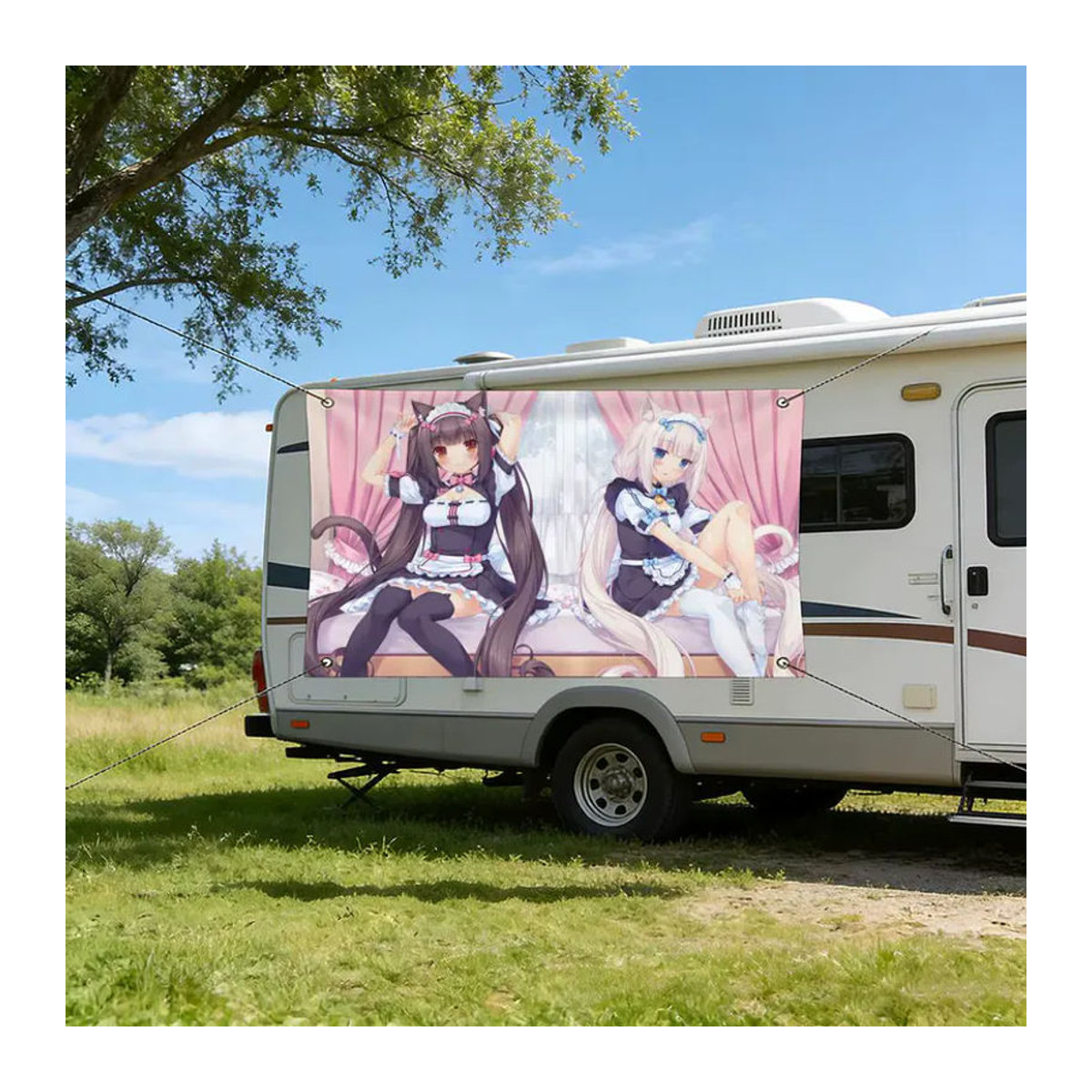 Flags Cozy Home Dekoflagge Nekopara Chocola Vanilla Cartoon, mehrfarbig, wasserdicht und knitterfrei mit 4 Ösen - Bild 3