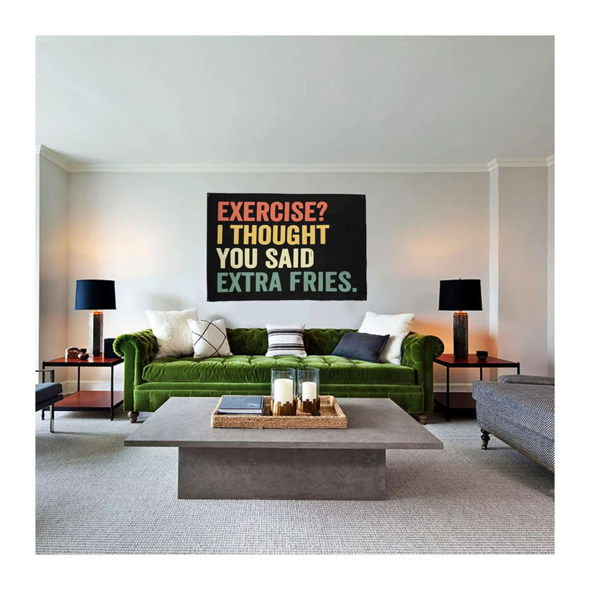 Flagtts Lustige Flagge Ich dachte du sagtest extra Pommes aus 100% Polyester in Schwarz - Bild 1