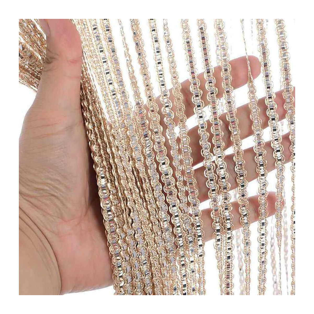 Flash Line Shiny Tassel String Vorhang von HOLAROOM in Rot-Gold als dekorativer Raumteiler für Fenster und Türen - Bild 1