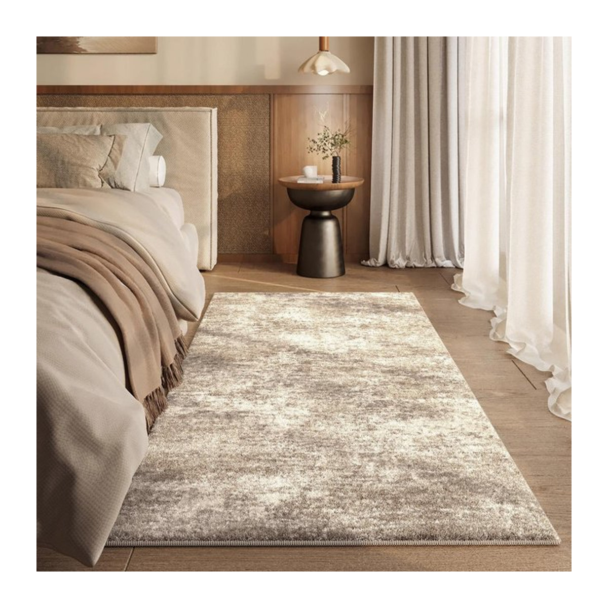 Flauschiger Schlafzimmer Teppich Läufer von acaishu in Plüsch-Optik B/L: 160 x 200 cm - Bild 1