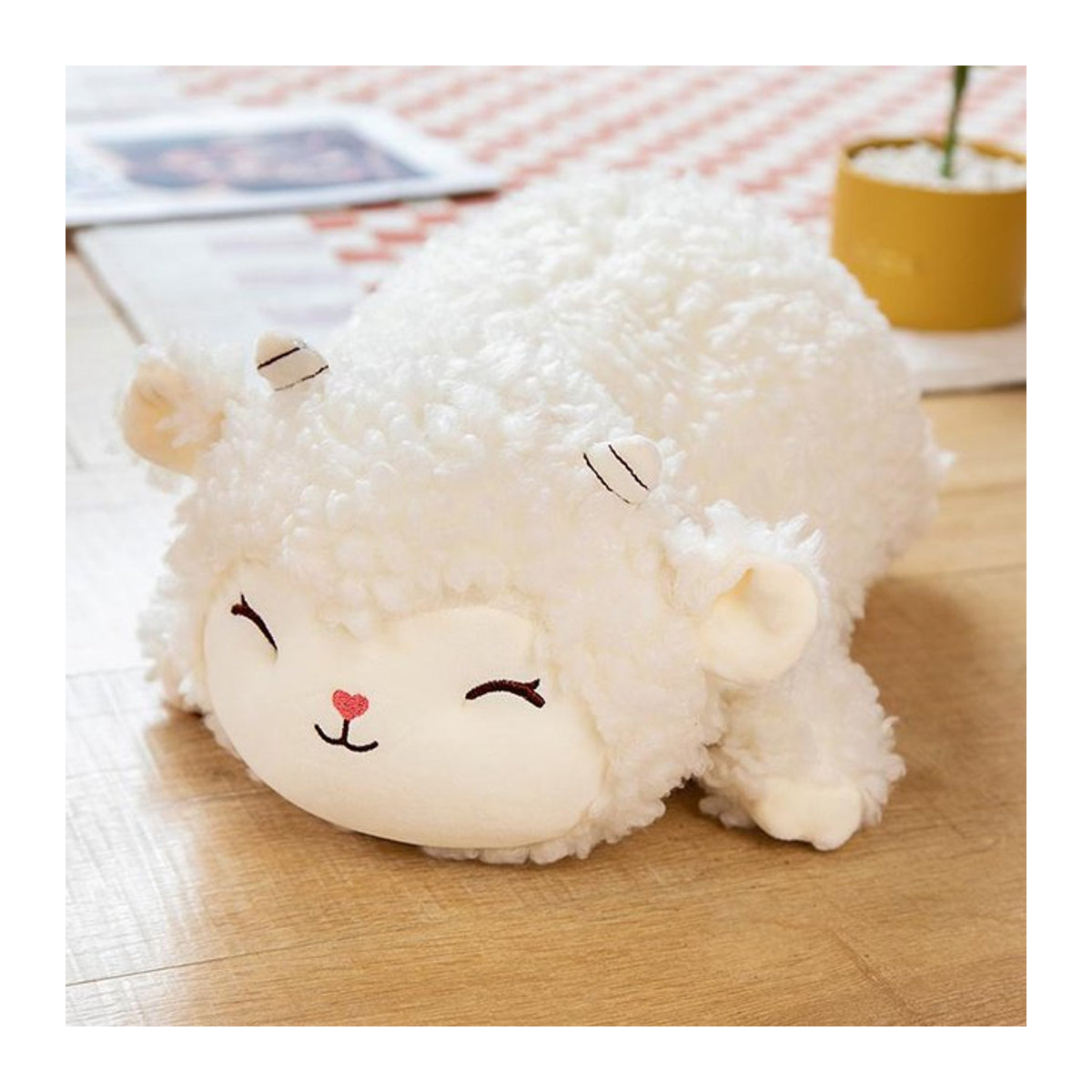 Flauschiges Alpaka Plüschkissen von Ruicheng in Weiß, weiches Kuscheltier als Umarmkissen für Kinder, Höhe: 40 cm - Bild 1