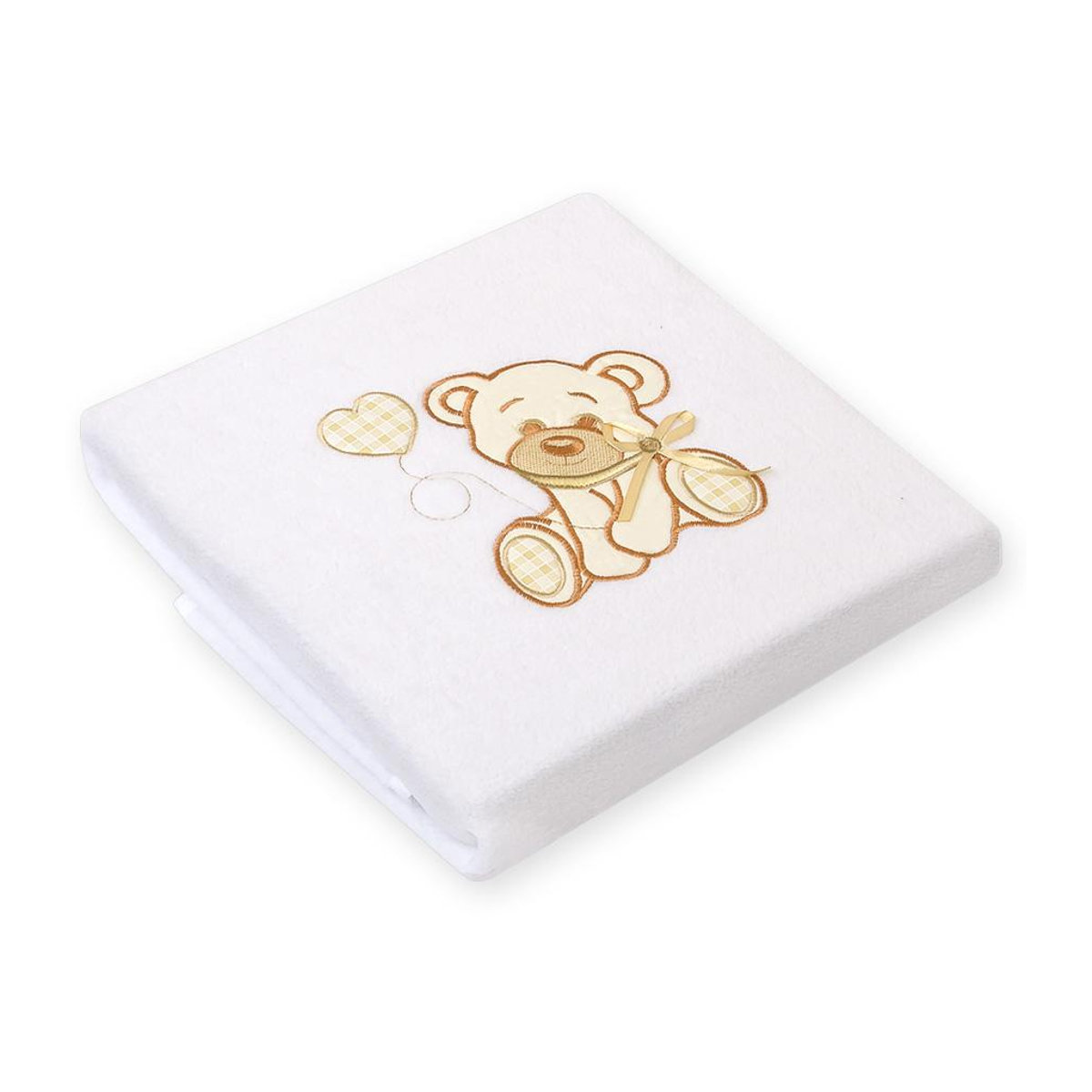 Fleece-Decke für Babys mit Teddybär-Motiv und Schleife in Weiß - Bild 2