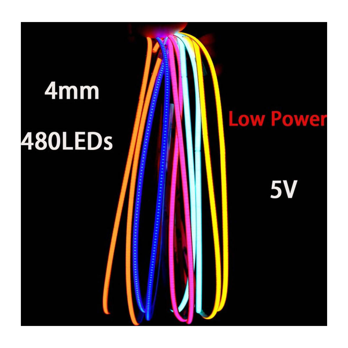 Flexible COB LED Streifen 5V mit 120 LEDs für Auto, Anhänger und Raumdekoration in warmweiß, rot oder blau - Bild 1