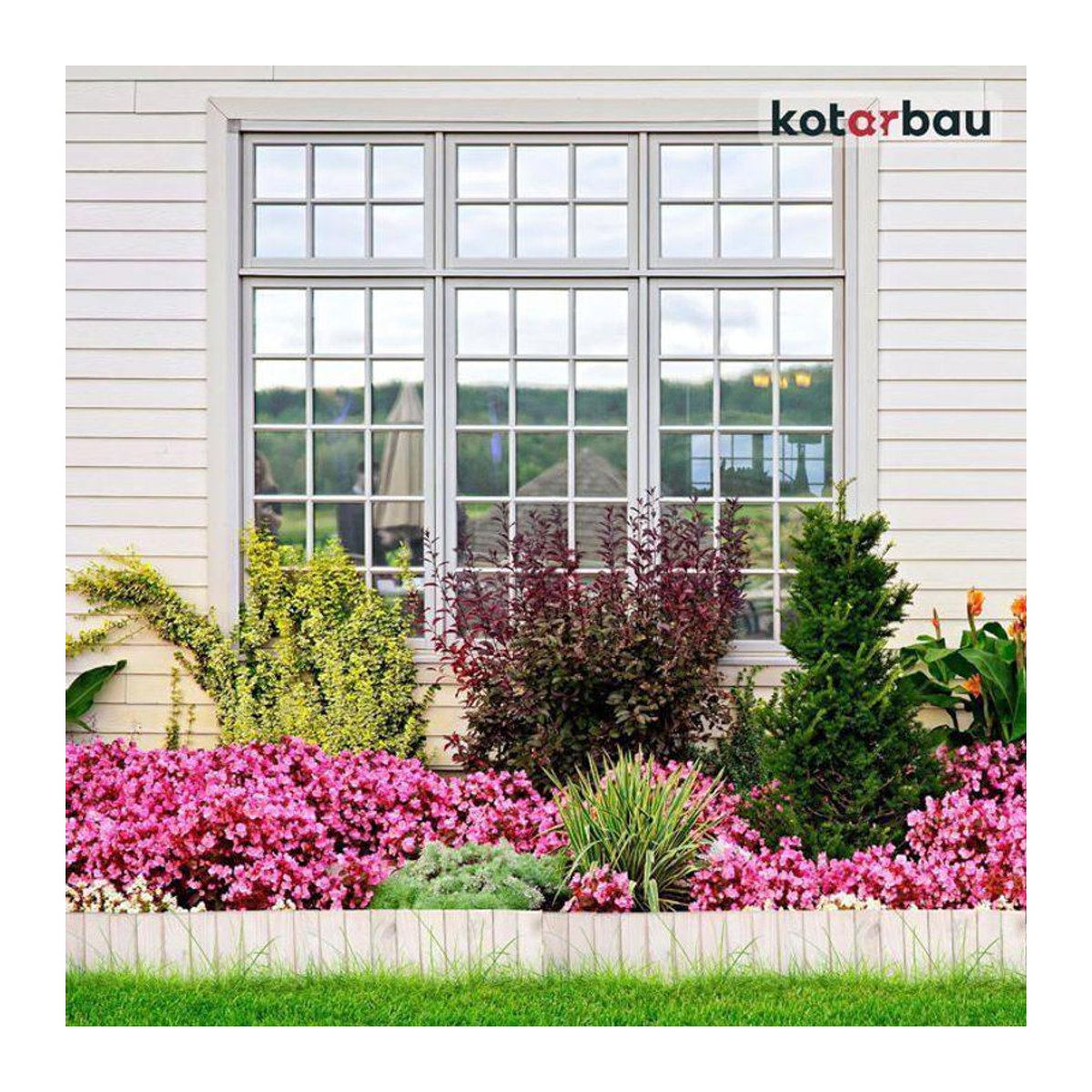 Flexible Gartenbordüre aus Nadelholz von KOTARBAU in Weiß, Höhe: 10 cm, Länge: 110 cm - Bild 2