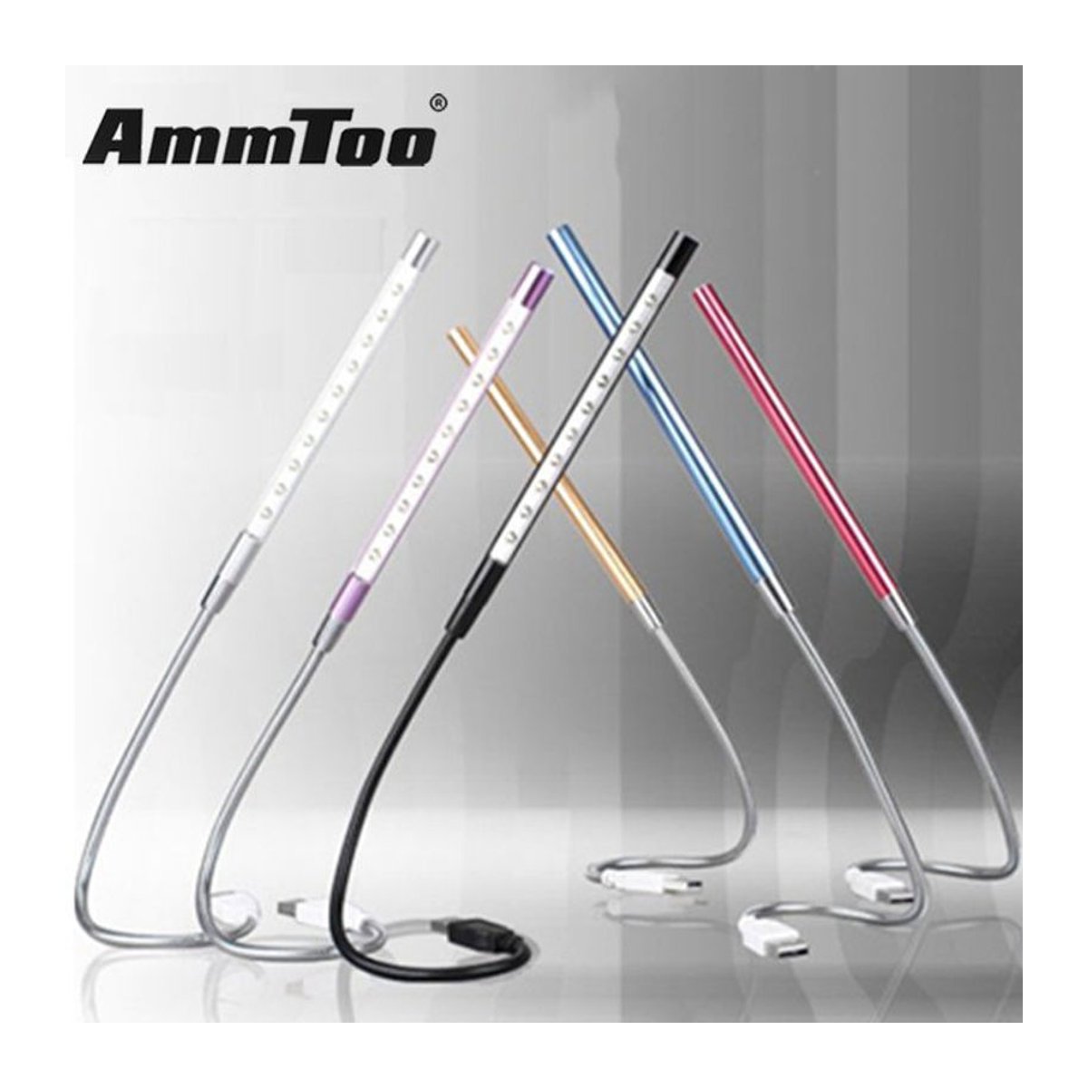 Flexible USB-LED-Buchlampe von ammtoo aus Metall mit 10 LEDs in Bunt - Bild 1