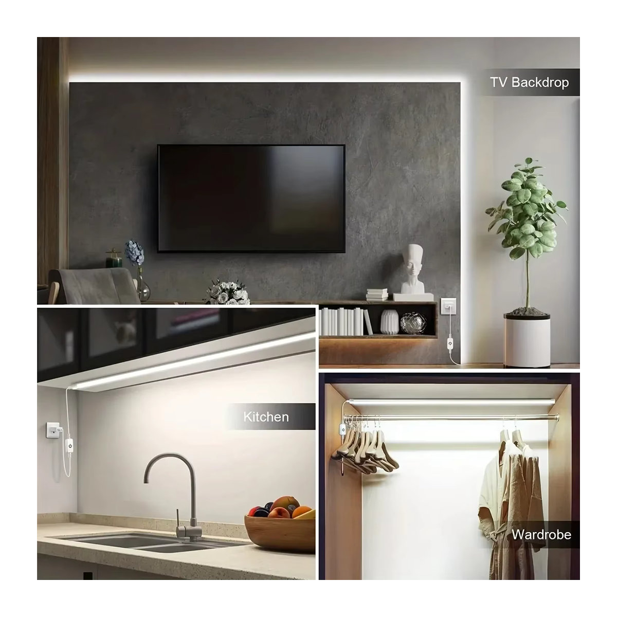 Flexibler LED-Streifen mit USB-Anschluss und Touch-Bewegungsmelder, wasserdicht, weißes Licht, 1 m Länge - Bild 5