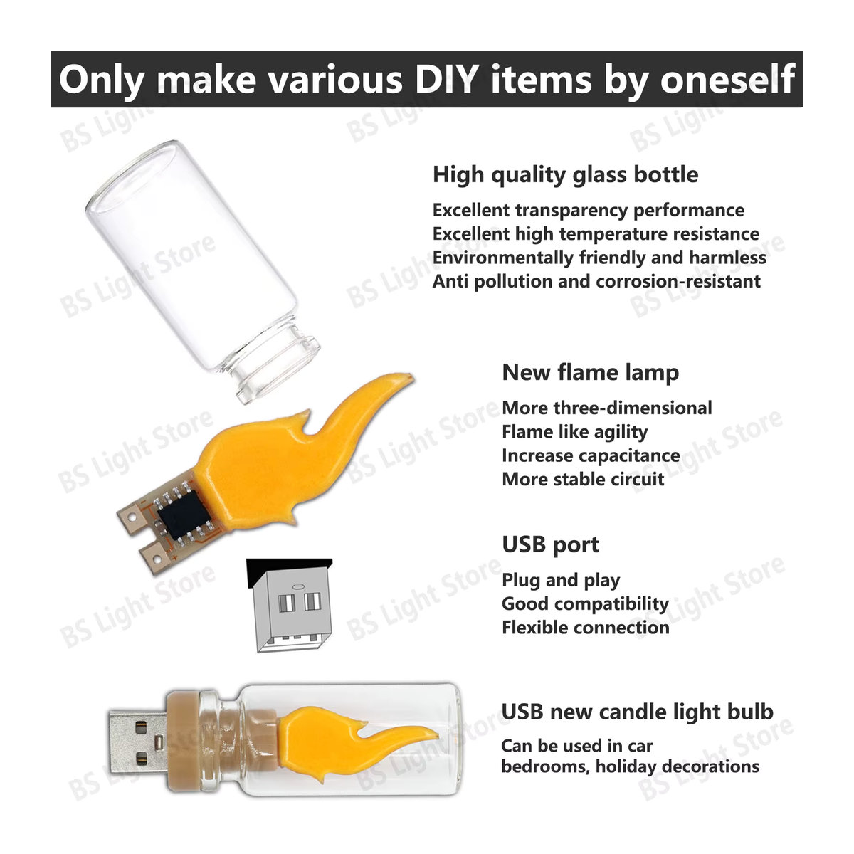 Flexibles LED COB Filament für Edison-Glühbirnen, Warmweiß 2200K, Retro-Dekorationsbeleuchtung, DC 3-5V - Bild 5