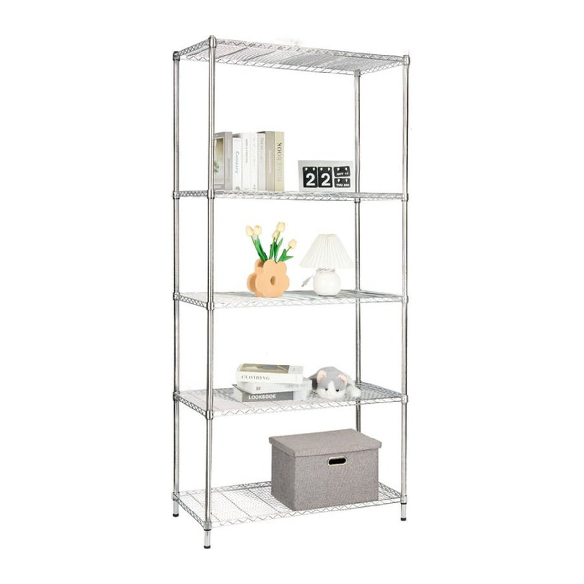 FLOORDIREKT Gitterregal Everest aus Metall in Chrom Silber, B/T/H: 90 x 45 x 200 cm - Bild 1
