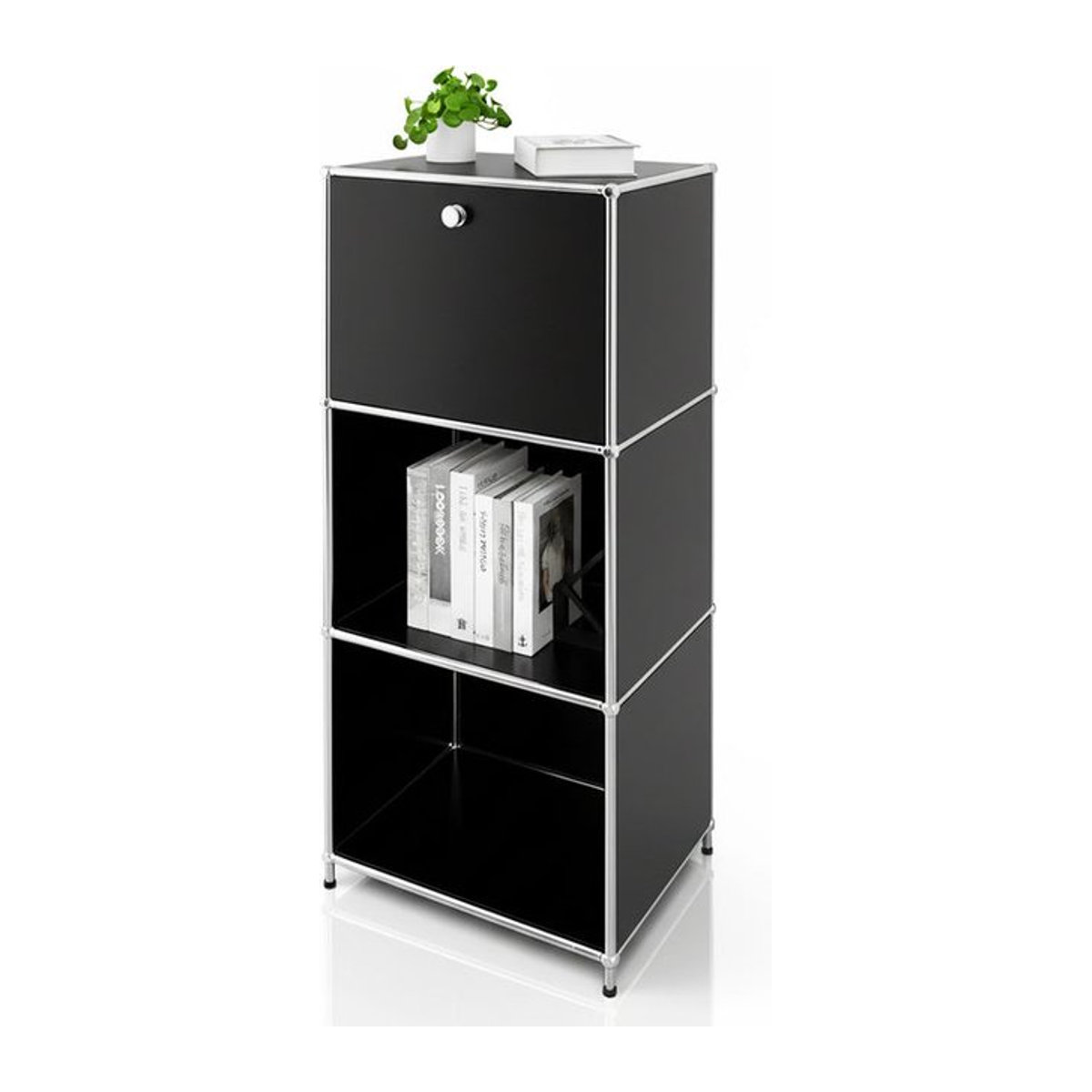 FLOORDIREKT Metallregal Concept Epure MK-107 Aufbewahrungsregal in Weiss mit 4 Etagen und verschliessbarem Fach - Bild 1