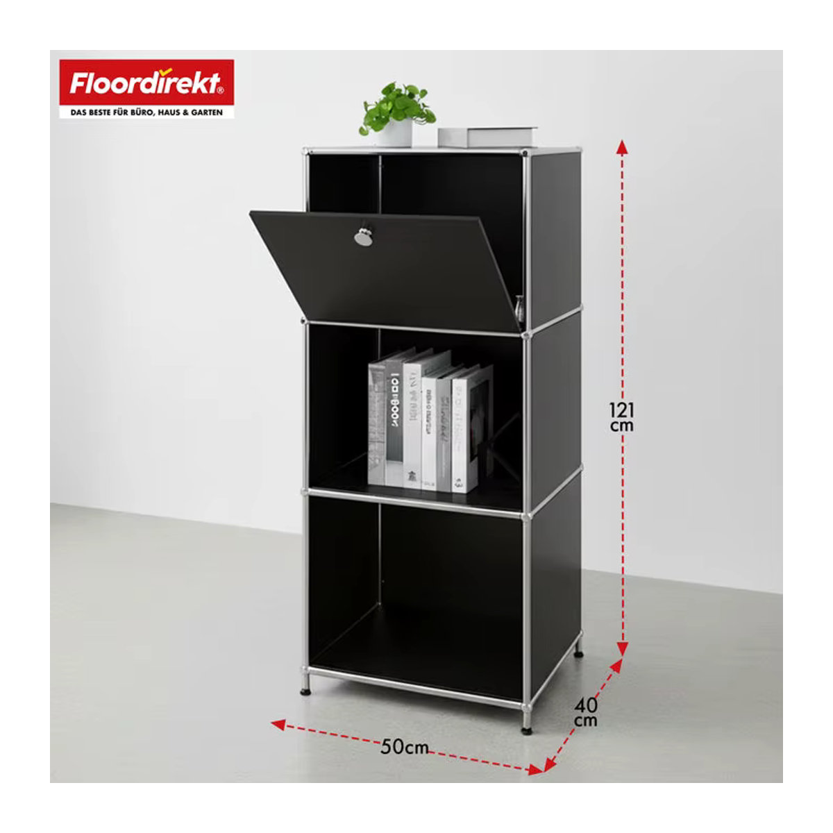 FLOORDIREKT Metallregal Concept Epure MK-107 Aufbewahrungsregal in Weiss mit 4 Etagen und verschliessbarem Fach - Bild 2