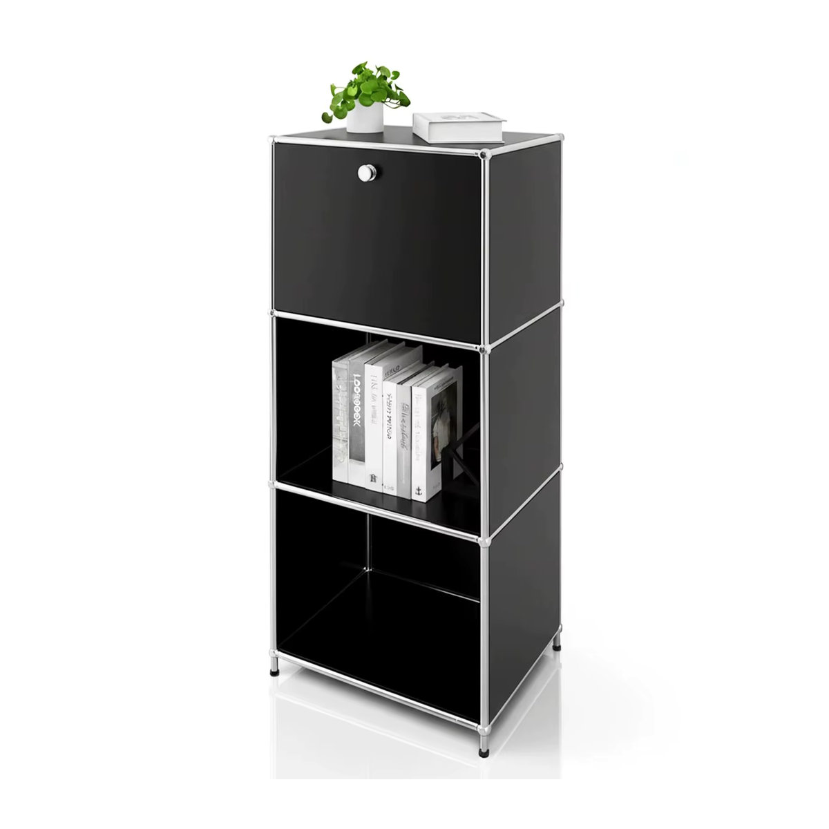 FLOORDIREKT Metallregal Concept Epure MK-107 Aufbewahrungsregal in Weiss mit 4 Etagen und verschliessbarem Fach - Bild 6