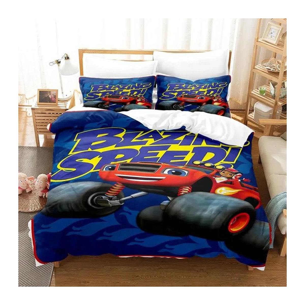 Flylo Bettwäsche-Set Blaze und die Monster-Maschinen mit 3D-Druck und Reißverschluss, Multicolor, B/H: 135 x 200 cm - Bild 1