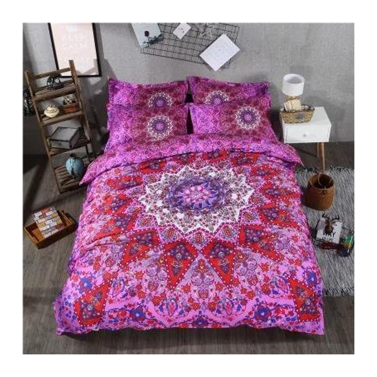 Flylo Bettwäsche Set Zucker Totenkopf mit Rosen und Skelett, Multicolor, B/H: 135 x 200 cm - Bild 1
